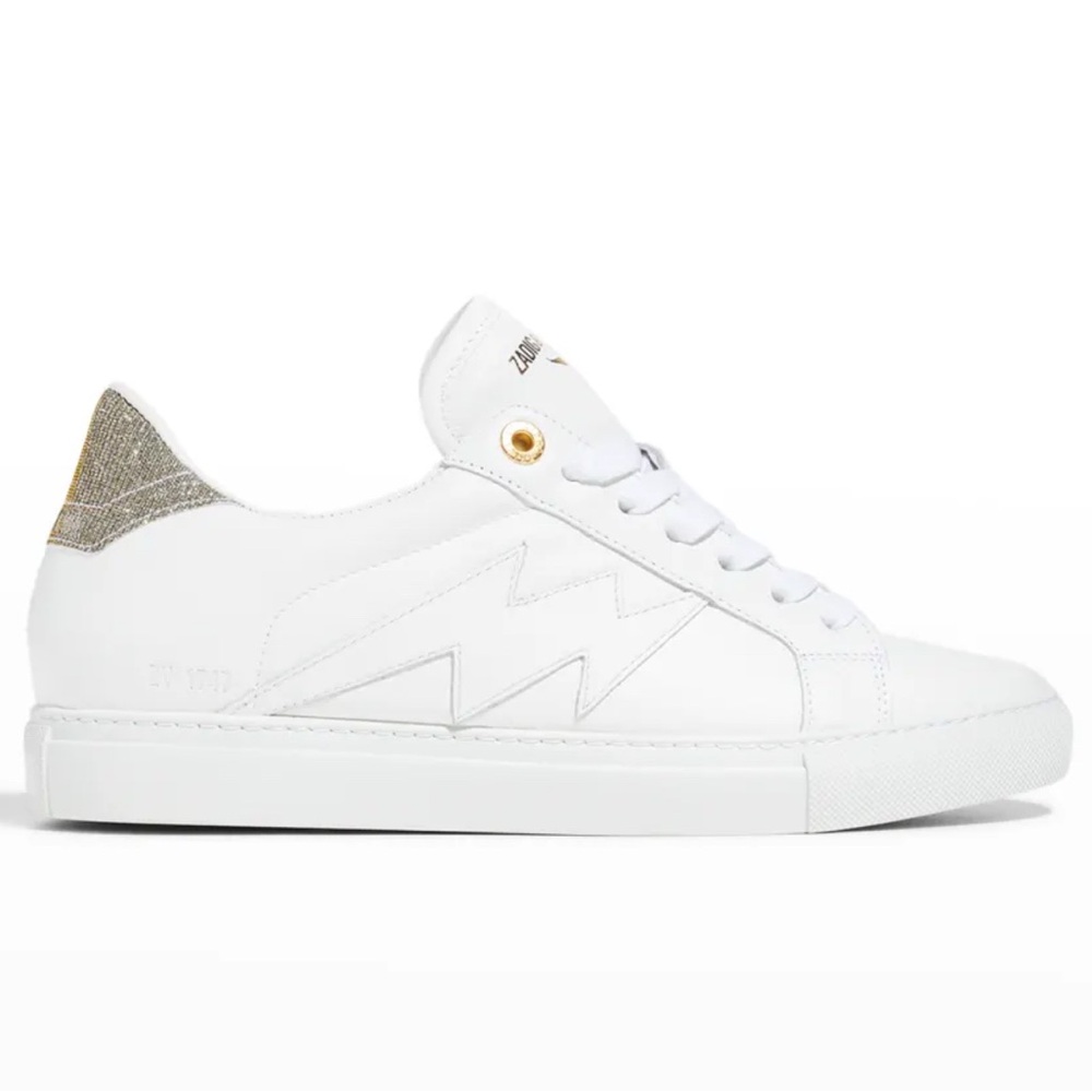 Zadig & Voltaire White and Gold Sneakers